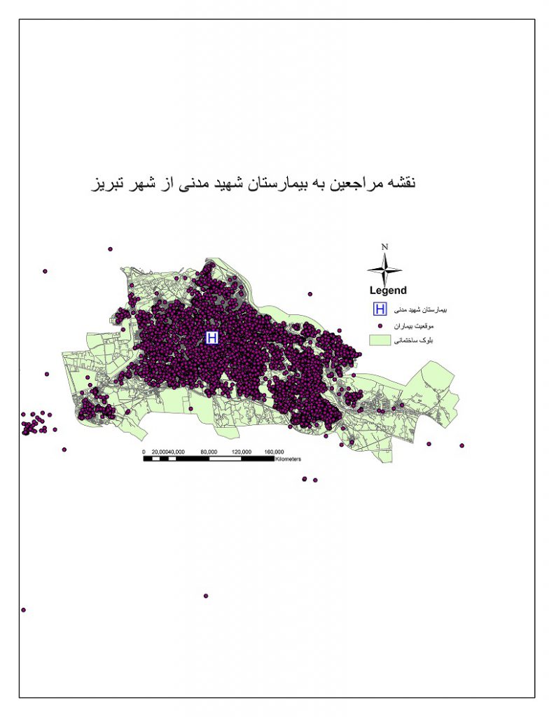 نقشه مراجعین به بیمارستان